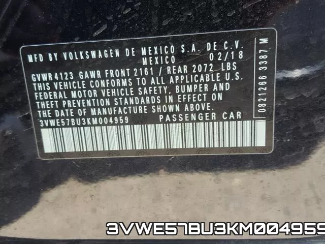 3VWE57BU3KM004959 фото 2
