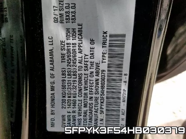 5FPYK3F54HB030379 фото 2
