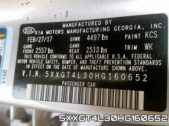 5XXGT4L30HG160652 фото 2