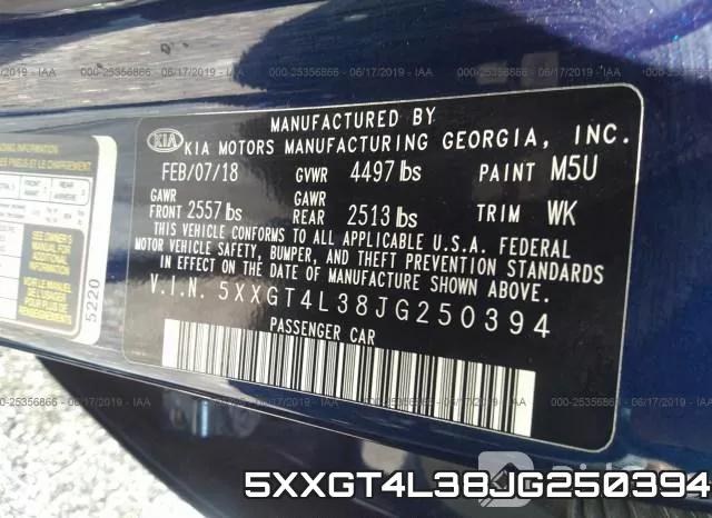 5XXGT4L38JG250394 фото 10