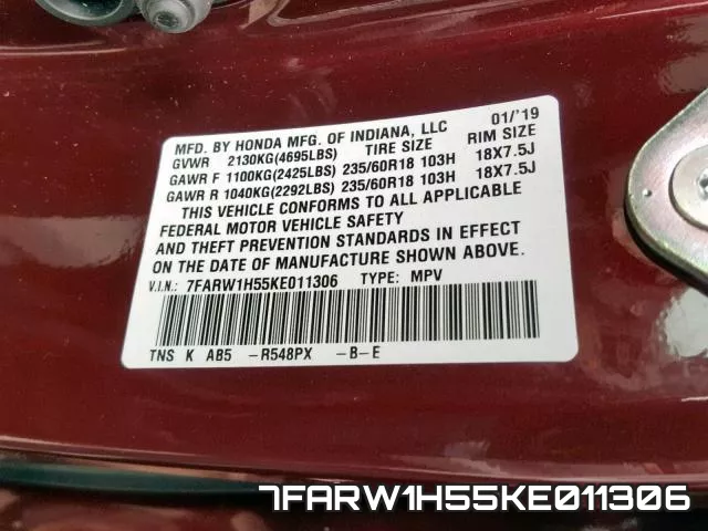 7FARW1H55KE011306 фото 2