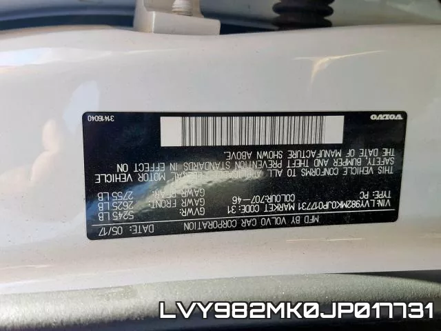 LVY982MK0JP017731 фото 2
