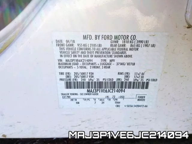 MAJ3P1VE6JC214094 фото 2