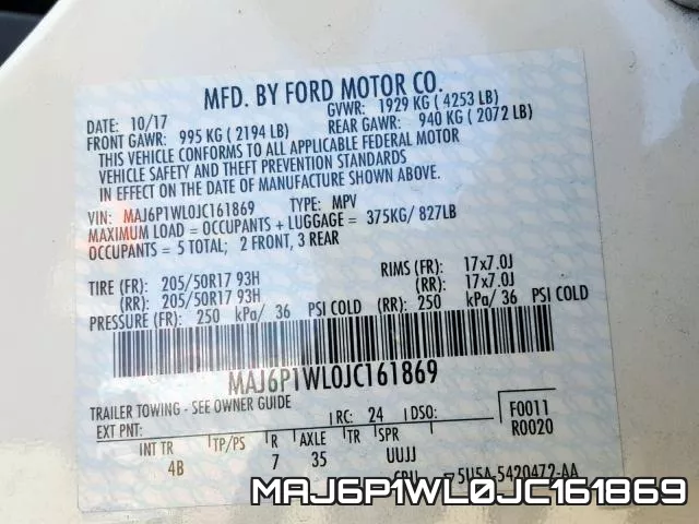 MAJ6P1WL0JC161869 фото 2