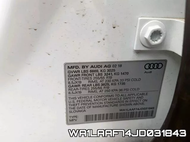 WA1LAAF74JD031843 фото 2