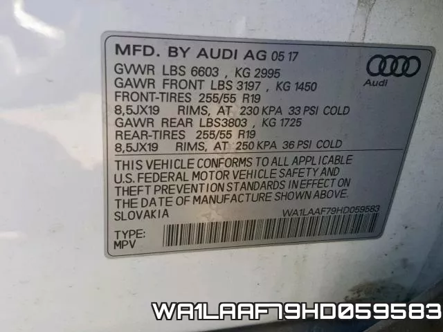WA1LAAF79HD059583 фото 2