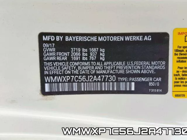 WMWXP7C56J2A47730 фото 2