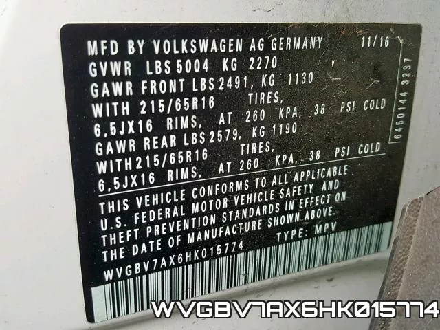 WVGBV7AX6HK015774 фото 2