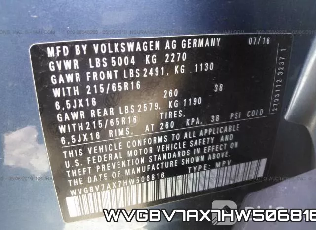 WVGBV7AX7HW506816 фото 10
