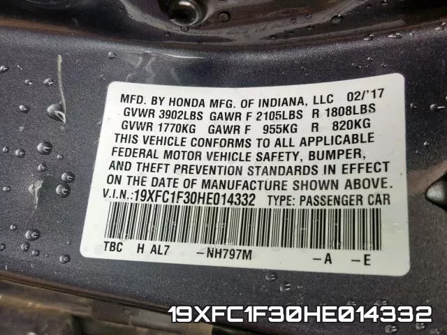 19XFC1F30HE014332 фото 2