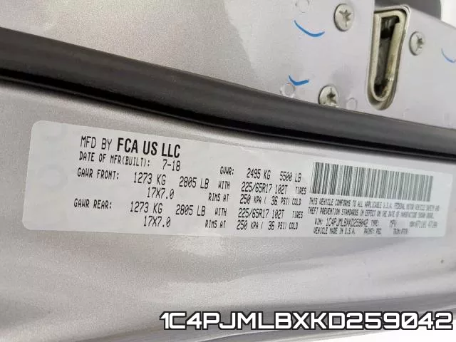 1C4PJMLBXKD259042 фото 2