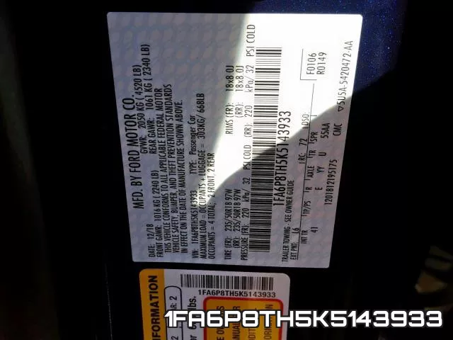 1FA6P8TH5K5143933 фото 2