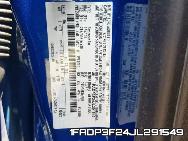 1FADP3F24JL291549 фото 2