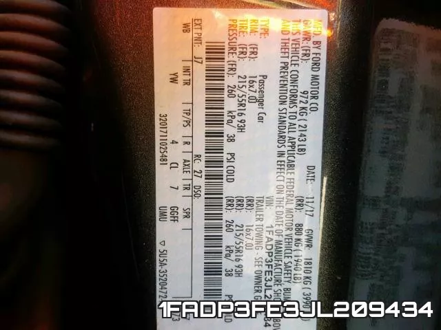 1FADP3FE3JL209434 фото 2