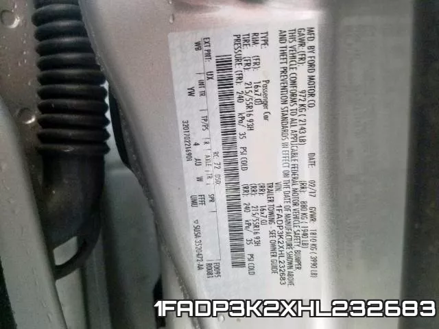 1FADP3K2XHL232683 фото 2