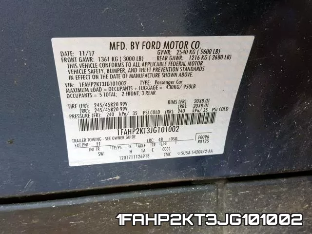 1FAHP2KT3JG101002 фото 2