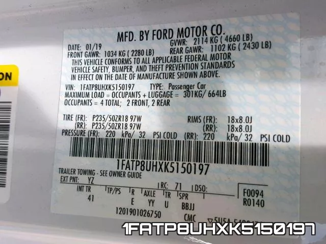 1FATP8UHXK5150197 фото 2