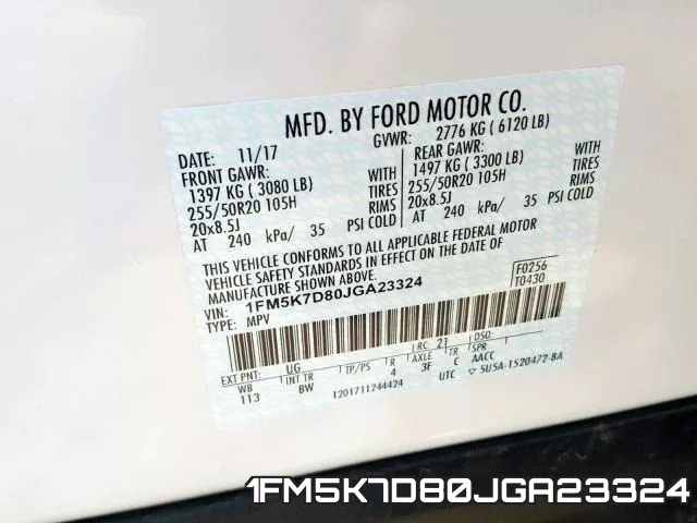 1FM5K7D80JGA23324 фото 2