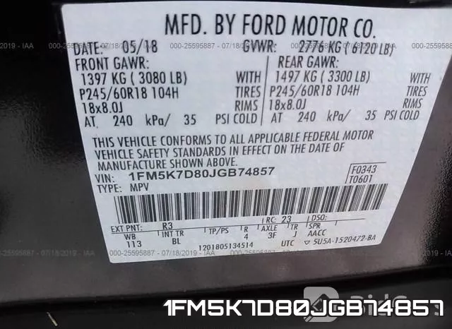 1FM5K7D80JGB74857 фото 10