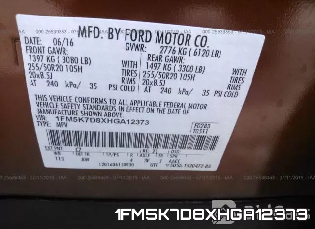1FM5K7D8XHGA12373 фото 10