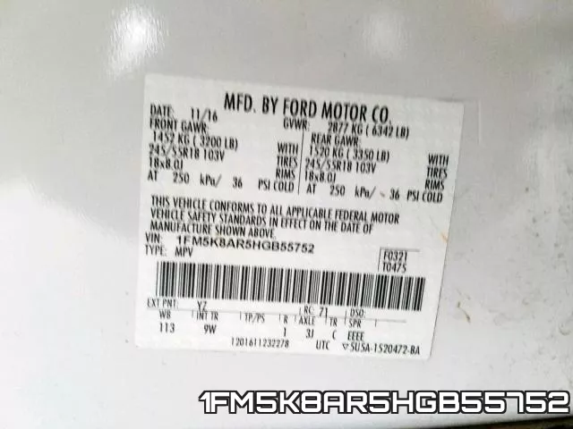 1FM5K8AR5HGB55752 фото 2