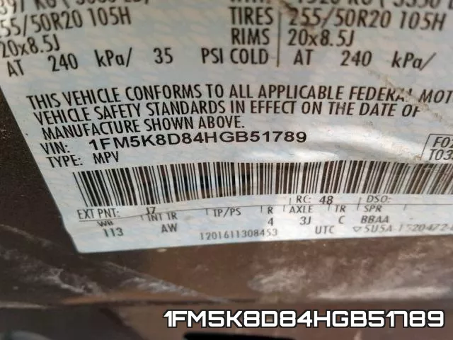 1FM5K8D84HGB51789 фото 2