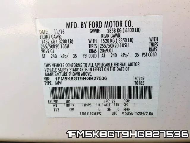 1FM5K8GT9HGB27536 фото 2
