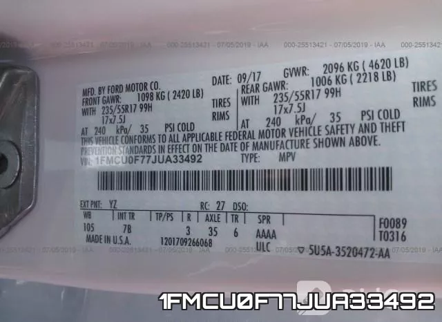 1FMCU0F77JUA33492 фото 10