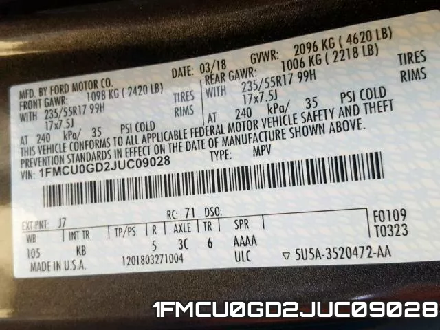 1FMCU0GD2JUC09028 фото 2