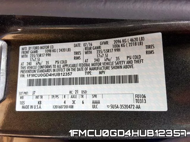 1FMCU0GD4HUB12357 фото 2