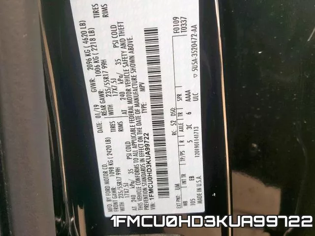 1FMCU0HD3KUA99722 фото 2