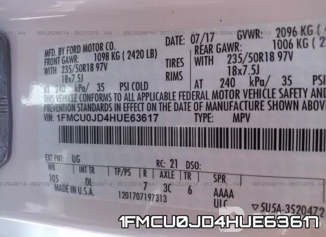 1FMCU0JD4HUE63617 фото 10