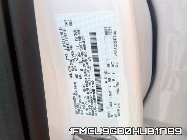 1FMCU9GD0HUB11789 фото 2