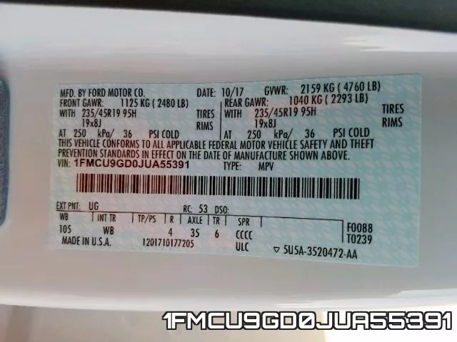 1FMCU9GD0JUA55391 фото 2