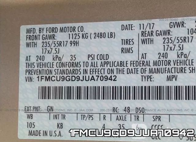 1FMCU9GD9JUA70942 фото 10