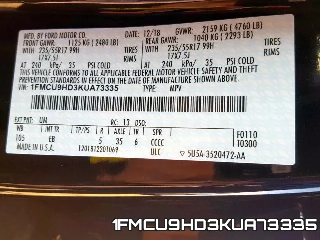 1FMCU9HD3KUA73335 фото 2