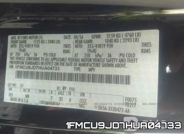 1FMCU9JD7HUA04733 фото 10