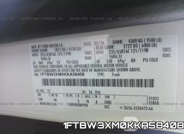 1FTBW3XM0KKA58408 фото 10
