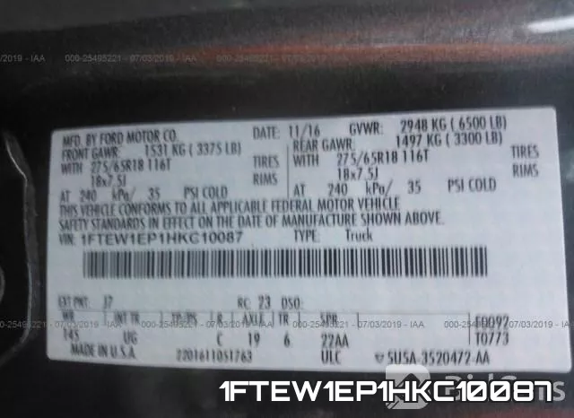 1FTEW1EP1HKC10087 фото 10
