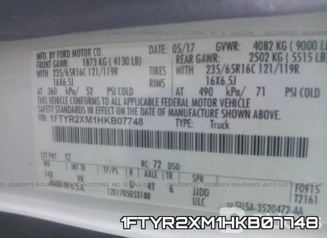 1FTYR2XM1HKB07748 фото 10
