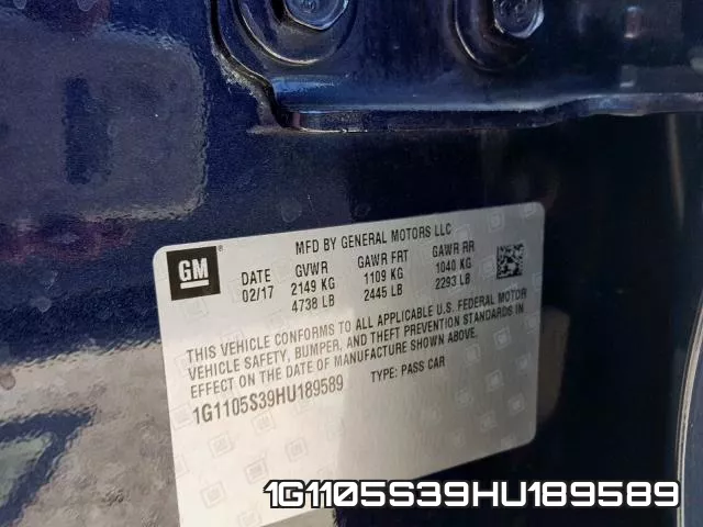 1G1105S39HU189589 фото 2