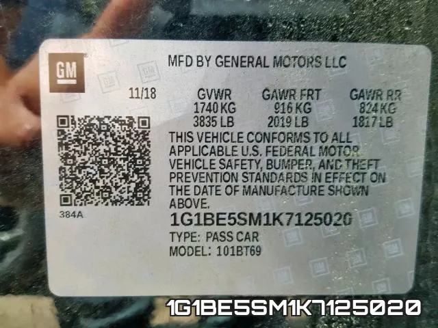1G1BE5SM1K7125020 фото 2