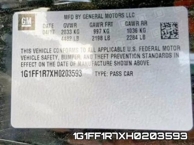 1G1FF1R7XH0203593 фото 2