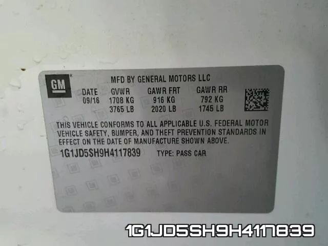 1G1JD5SH9H4117839 фото 2
