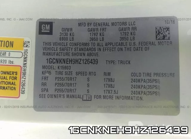 1GCNKNEH9HZ126439 фото 10