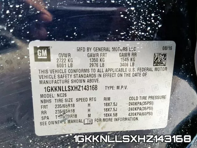 1GKKNLLSXHZ143168 фото 2