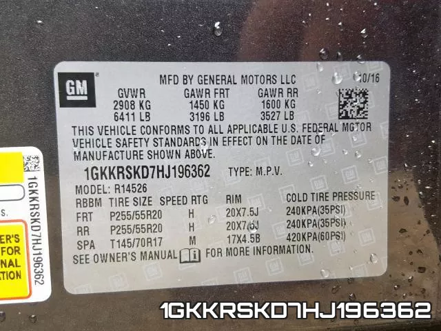 1GKKRSKD7HJ196362 фото 2