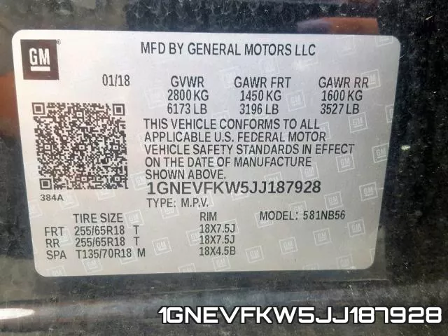 1GNEVFKW5JJ187928 фото 2