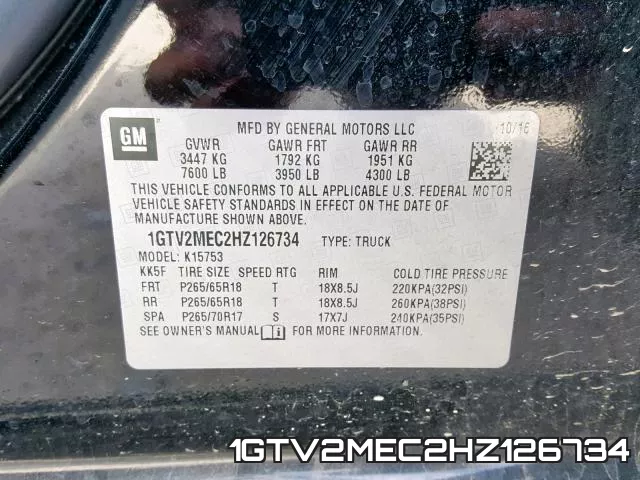1GTV2MEC2HZ126734 фото 2