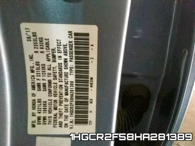 1HGCR2F58HA281389 фото 2